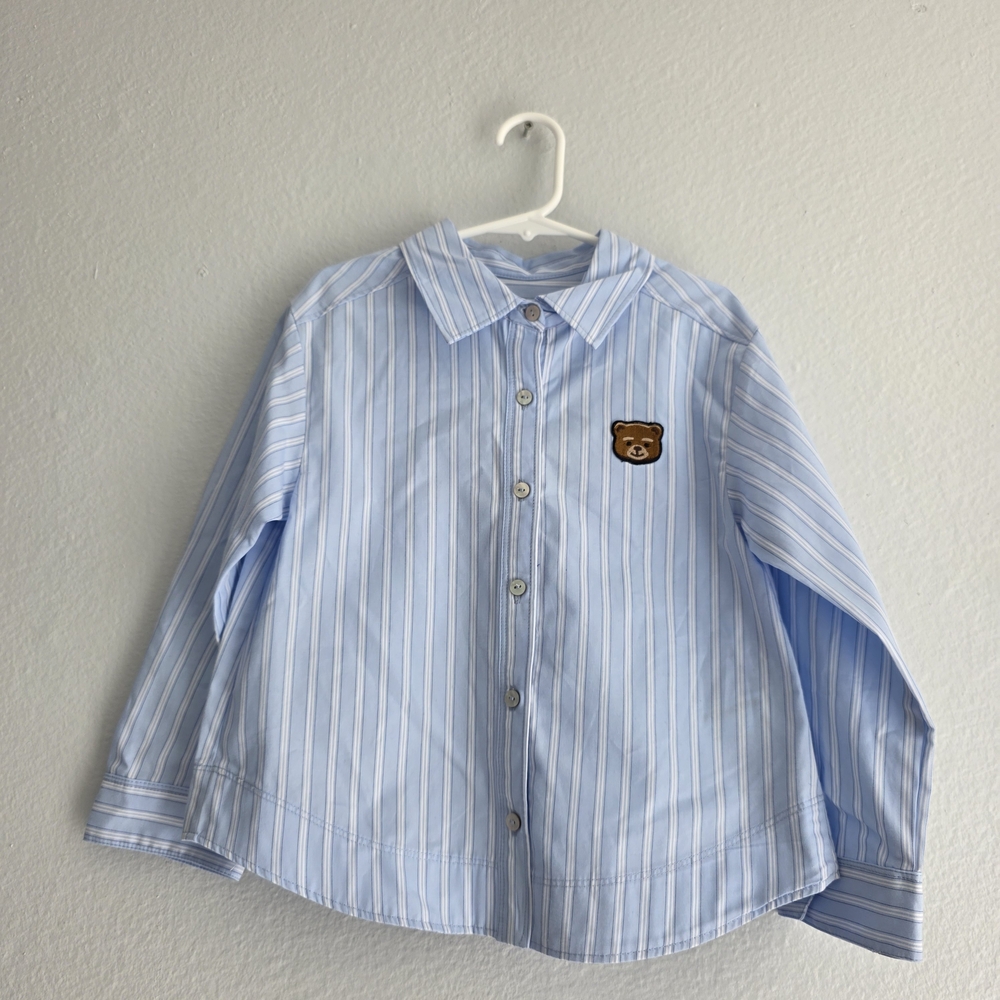 Zara Light Blue Striped Kids Button Down Shirts NWT. - Picture 2 of 9